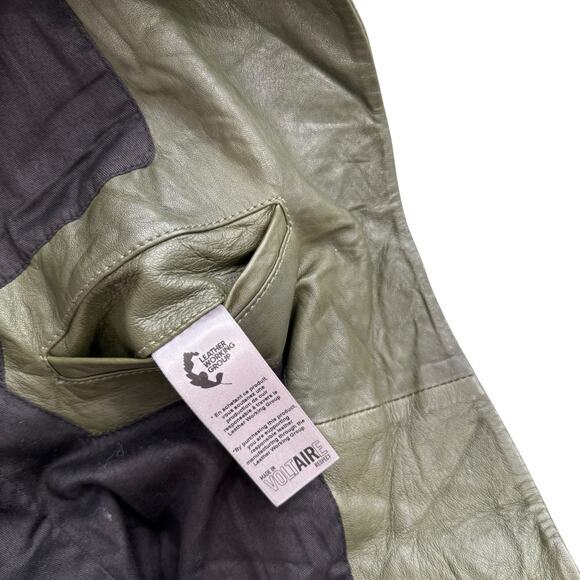 Zadig & Voltaire Leather Jacket FR 42 Womens‎ XL Pickle Green NEW - Picture 10 of 11